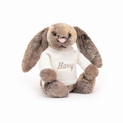 Jellycat Bashful Cottontail Bunny with Cream Jumper USA | 34571SAHE